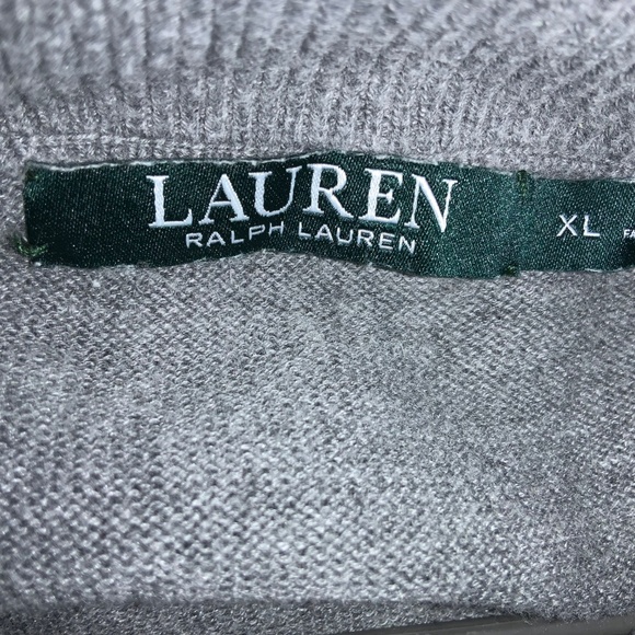 Lauren Ralph Lauren Gray Long Sleeve Sweater sz XL Faux Leather Buckle - Picture 4 of 6